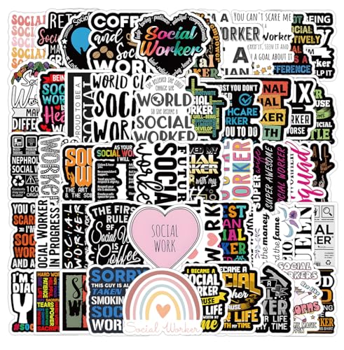 XYZONE Social Worker Stickers,Social Justice Stickers 106Pcs,Social Work Values Stickers,Water Bottle Laptop Journal Stickers,Social Workers Gift