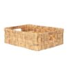 YAHUAN Water Hyacinth Storage Basket Handwoven Wicker Shelf Basket, Shallow Basket Tray Organizer with Handles for Home