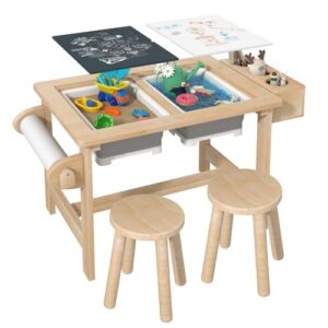 Yaofala Sensory Table for Toddlers Kids Sensory Bin Table with 2 Sensory Bins and Double-Sided Board, Birthday Gifts for Boys and Girls
