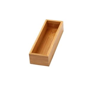 YBM Home Bamboo Drawer Organizer Storage Box for Kitchen Drawer, Junk Drawer, Office, Bedroom, Children Room, Craft, Sewing, and Bathroom, 1 Pack 3x9x2 inch