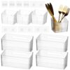 yeesport 8 PCS Cabinet Door Organizer Bins, Clear Plastic Wall Mount Hanging Storage Baskets with Adhesive Hooks, Bathroom Fridge Kitchen Pantry Under Sink Drawer Organizer with Drain Holes