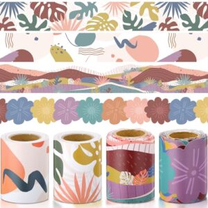 Yexiya 4 Rolls 131 ft Wonderfully Wild Bulletin Board Borders Boho Bulletin Board Decorations Wonderfully Wild Classroom Decor for Chalkboard Door Windows Back to School Supplies (Wonderful Style)