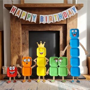 Yungyan 15 Pcs Number Birthday Party Decoration Colorful Blocks Themed Birthday Party Background Prop Plates for Home Parties Decor