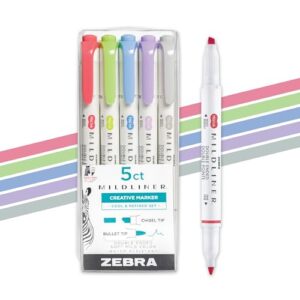 Zebra Pen MILDLINER No Bleed Highlighter, Cool and Refined, Dual Tip, 5-Pk