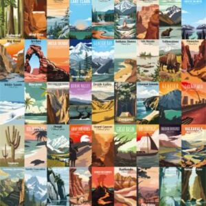 1000 Piece National Parks Puzzle,Vintage Travel,Natural Landscape Puzzle | 63 National Parks US,Nature Jigsaw Puzzles Scenery,Home Gift Puzzles,Puzzle for Adults