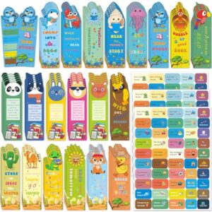 100 Pcs Bookmarks for Kids with Reading Log and Reward Stickers