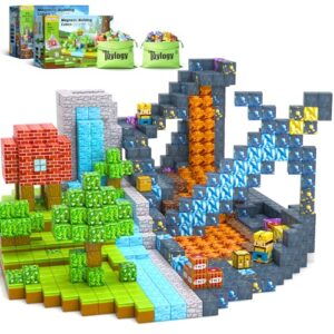 120PCS Magnetic Blocks-Build Mine Magnet World Set for Boys & Girls Age 3-5 6-8, STEM Sensory Toys for Toddlers Gifts for 3+ Years Old Girls Boys