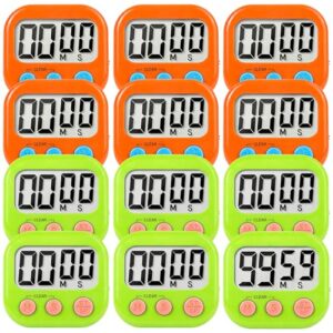 12 Pack Digital Kitchen Timer Small Classroom Timers for Kids Teachers (Orange&Green)