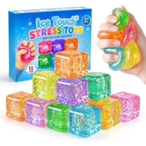 12Pcs Glitter Ice Stress Cube - Slow Rising Stress Balls Sensory Fidget Toy