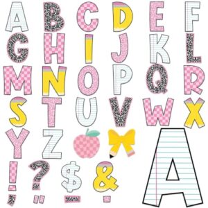 140Pcs 12 Inch Extra Large Composition Bulletin Board Letters Checkerboard Alphabet Letter Pencil Cutout Back to School Board Letter Decor for Teacher Parents School Classroom Learning Home Wall Decor