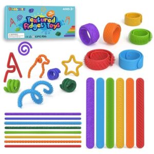 14Pack Fidget Toys Bulk , Stimmy Sticks & Sensory Slap Bracelets for Kids, Sensory Toys for Stress Anxiety Autistic ADHD, Quiet Fidgets for Classroom Prize for Kids 8-12, Calm Down Corner Supplies