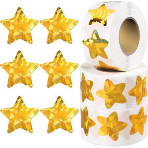 1500 PCS Holographic Star Stickers for Kids Reward, Self Adhesive Foil Colorful Star Stickers for Behavior Chart, Student Planner and School Classroom Teacher Supplies (1" Each)