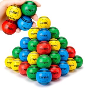 160 Pcs Back to School Squeeze Foam Ball Bulk, 1.57'', Crayon Design