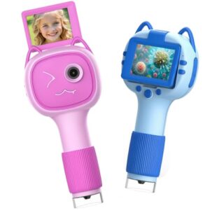 2-in-1 1000X Digital Microscope for Kids with 2.4" IPS Flippable Screen STEM Educational Toys Birthday Gifts for Girls Boys Child, Science Kits for Kids Age 3-12 (Blue)