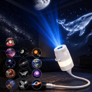 2-in-1 Galaxy Projector Night Light, USB Ocean Projector for Bedroom | Mini Plug and Play Star Projector with 13 Projector, 360 Rotating, Dimmable Brightness, for Bedroom Ceiling Wall Gift