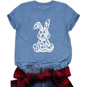 2026 Happy Easter Teacher Shirts for Women Leopard Funny Bunny Graphic Shirt Easter Tee Tops