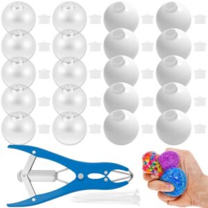 20 Pcs DIY Stress Ball Making Kit, Squishy Skin Maker with Expander & Cable Ties, Portable Empty Squeeze Ball DIY Kit Stress Relief Toys for Adults Home Party Office Anxiety (Without Beads)