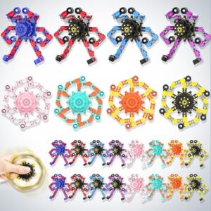 24PCS Transformable Fidget Spinner,Funny Stress Relief Sensory Fidget Toys | Deformable Chain DIY Robot Fingertip Gyros Toy Halloween Party Favors Stocking Stuffers Prizes for Kids Classroom