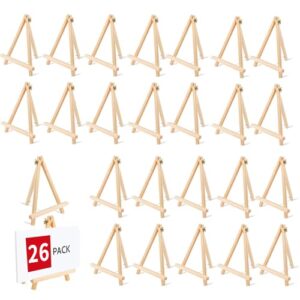 26 Pack 9 Inch Wood Easel, Painting Party Easel, Kids Student Tabletop Easels for Painting, Portable Canvas Photo Picture Sign Holder Tripod Painting Easels for Art & Crafts