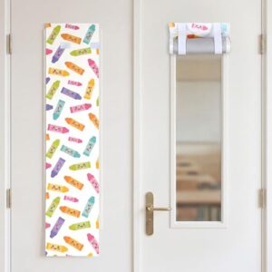 2 Pcs Back to School Crayon Theme Classroom Door Window Cover Curtains | Classroom Decor Darkening Blackout Drapes Blackout Lockdown Shades Front Door Welcome Sign for Class Nursery Office