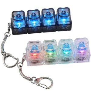 2 Pcs Keyboard Fidget Toy Light Up, Heart Shape Clicker Keyboard Fidget Keychain, Black White 4-in-1 Loud Stress Relief Fidget Keyboard for Adult Anxiety Decompression