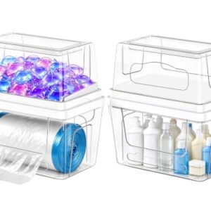 2Pcs Trash Bag Dispenser with Laundry Pod Storage, Under Sink Organizer