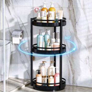 3-Tier 360°Rotating Corner Shower Caddy Standing Floor Shower Stand Shelf