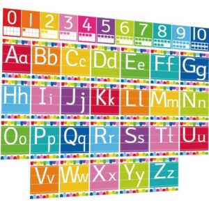 37 Pcs Alphabet for Classroom Wall Rainbow ABC Posters and 0-10 Number Cards Colorful Rainbow Bulletin Board Letters Number Line for Classroom Decor School Elementary Teacher Supplies (Bright ABC)