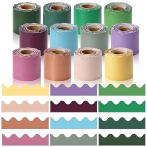 393.7Ft Boho Bulletin Board Borders Classroom Border Trim Boho Scalloped Stickers Chalkboard Decorations for Classroom Home Office, 12 Rolls