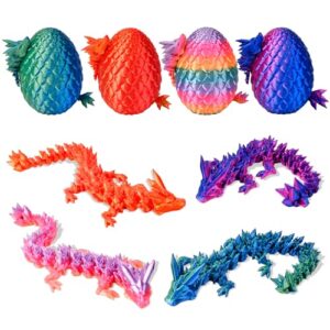3D Printed Animals Dragon Toys Eggs, Christmas Stocking Stuffers for Kids | Birthday Gifts for Teen Girls Boys 4PCS Mini Crystal Dragon Toys for Ages 8-13 Year Old Easter Basket Fillers Essentials