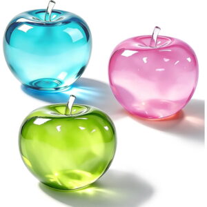 3 Pack Apple Squishy, Clear Slow Rising Fruit Stress Balls for Adults | Green Pink and Blue, Sugar Squishy Packs for Desk Décor, Stress Relief, Soft but Resistance