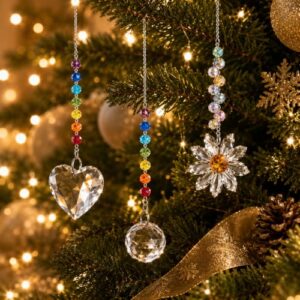 3Pcs Hanging Crystal Prism Suncatcher for Window,Clear Rainbow Maker