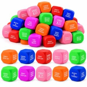 40 Pack Cube Motivational Stress Balls for Adults and Kids,Soft Sponge Toys | Foam Anxiety Relief Squeeze Toys with Positivity Quotes, Mini Inspirational Stress Balls Bulk, Classroom Rewards