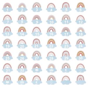 42 Pieces Line up Numbers Stickers for Classroom 4 inch Floor Spot Markers Helpers Stickers Rainbow Lining up Floor Back to School Kindergarten Preschool Elementary Teacher Student Supplies