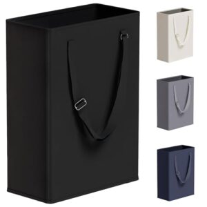 45L Slim Laundry Hamper with Adjustable Long Handles & Mesh Top, Black | Small Laundry Baskets with Mesh Top, Narrow Dirty Clothes Hamper for Bedroom, Closet, and Bathroom