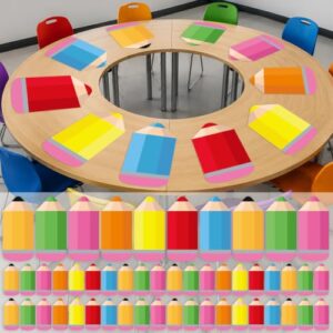 48Pcs Large Pencil Dry Erase Dots for Classroom Table, 12inch, Colorful