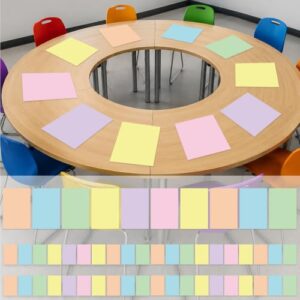 48Pcs Large Rectangle Dry Erase Dots for Classroom Table, 12inch, Pastel