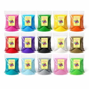 4E's Novelty 12 Lbs Colored Craft Sand -15 Colors, 0.8 lb Bags, Non-Toxic Fine Grain Decorative Sand Art for Kids Craft, Bottle & Vase Filler, Teachers Classroom Supplies