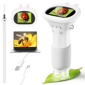 4K 1000X Digital Microscope for Kids with 2.0" IPS Screen(White)