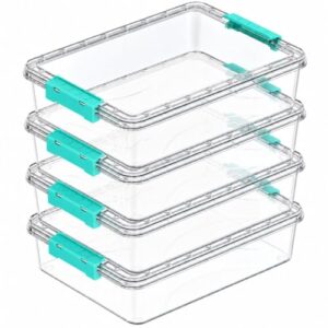 4 Pack Plastic Storage Bins with Lids,Stackable Sensory Bins,6 Qt | Containers Storage Art Craft,Office Supplies Scrapbooking Organizers for Home,School