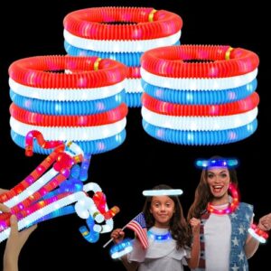 4th of July Glow Sticks Decorations for Kids, 9 PCS Light Up Accessories
