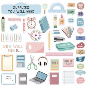 50 Pcs Supplies You Will Need Bulletin Board Set Teacher Must Have,Pastel