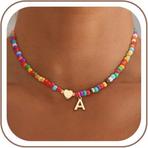 EACIY Colorful Initial Necklaces