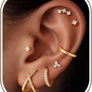 14K Gold Plated Hypoallergenic Stud Earrings Set
