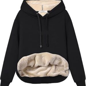 FENCLUSHY Fleece Sherpa Lined Hooded Sweatshirt