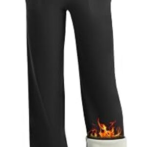 LEAFIGURE Fleece Lined Wide Leg Yoga Pants