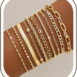 YEEZII 10 Pcs Gold Bracelets Set