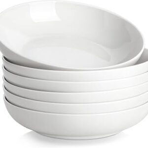 MALACASA 8.85″ Large Pasta Bowls, 42 OZ Wide Shallow Salad Bowls, Porcelain Serving Soup Bowls Set of 6, Large Kitchen Pasta Plates, Microwave & Dishwasher Safe, Series REGULAR