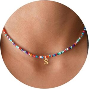 Yoosteel Beaded Initial Necklace