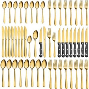 Gold Silverware Sets for 8 48 Pieces